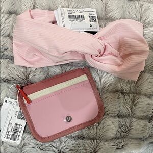 Pink Lululemon Card Holder and Lulu Twist Headband Set NWT